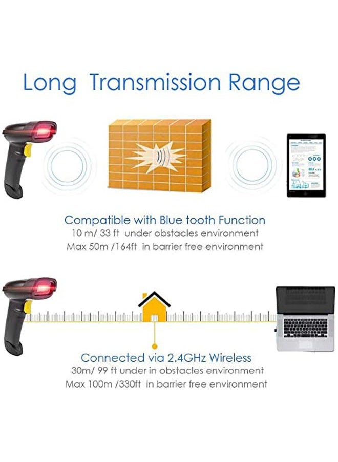 NETUM ماسح الباركود ثنائي الأبعاد، متوافق مع اتصال لاسلكي 2.4G وبلوتوث وUSB سلكي، يتصل بالهاتف الذكي، الجهاز اللوحي، الكمبيوتر، قارئ باركود 1D يعمل مع QR PDF417 Data Matrix (NT-1228BL) - Image 4